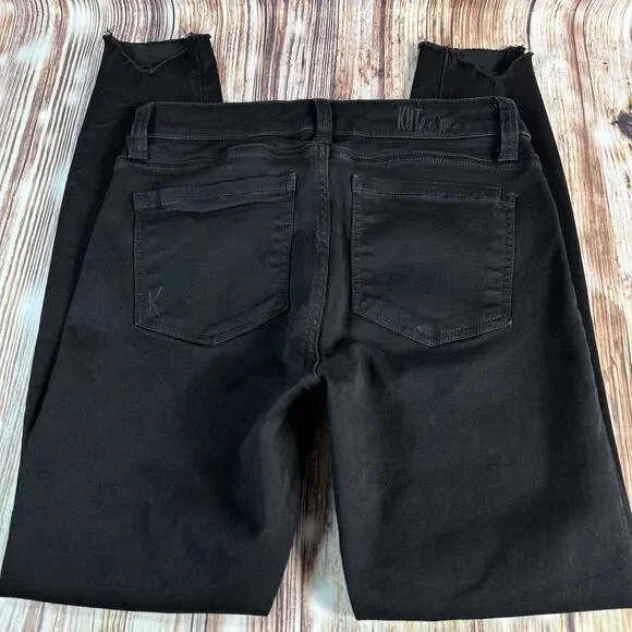 Kut From Kloth CARLO ANKLE SKINNY Size 4 Black Raw Hem Jeans Denim Pants 27x27 - Picture 3 of 10